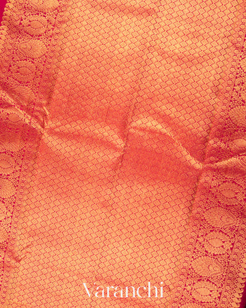 Redish Pink With Golden Zari Pure Kanchipuram Silk Saree