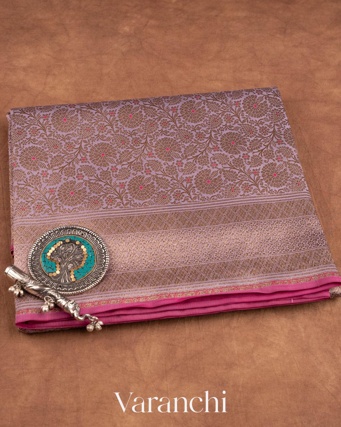 Pastel Lilac Heavy Brocade Pure Katan Silk Handloom Saree