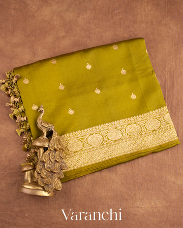 Mehandi Green Pure Katan Silk Handloom Saree