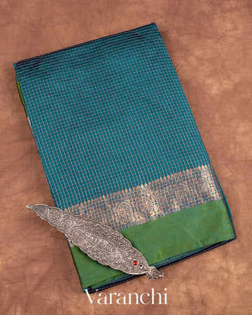 Ink Blue Pure Katan Silk Saree