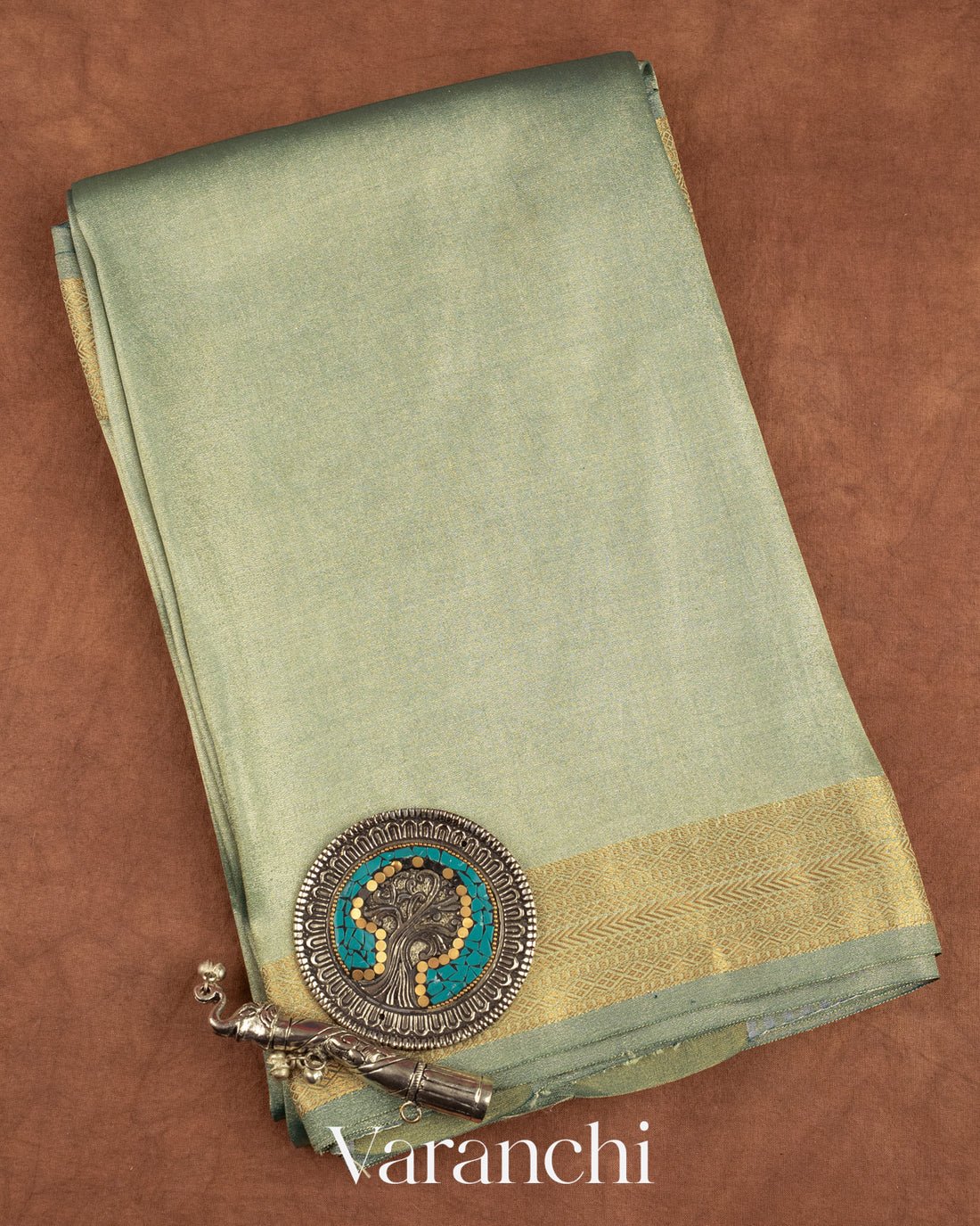 Pastel Blue Pure Tissue Katan Silk Saree