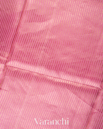 Onion Pink Tissue Striped Pure Katan Silk Saree