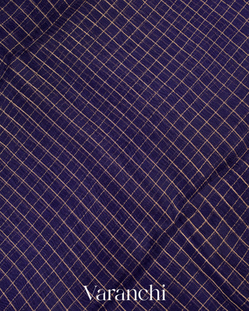 Navy Blue Pure Crush Kora Silk Saree
