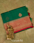 Dark Green Pure Kora Silk Handloom Saree