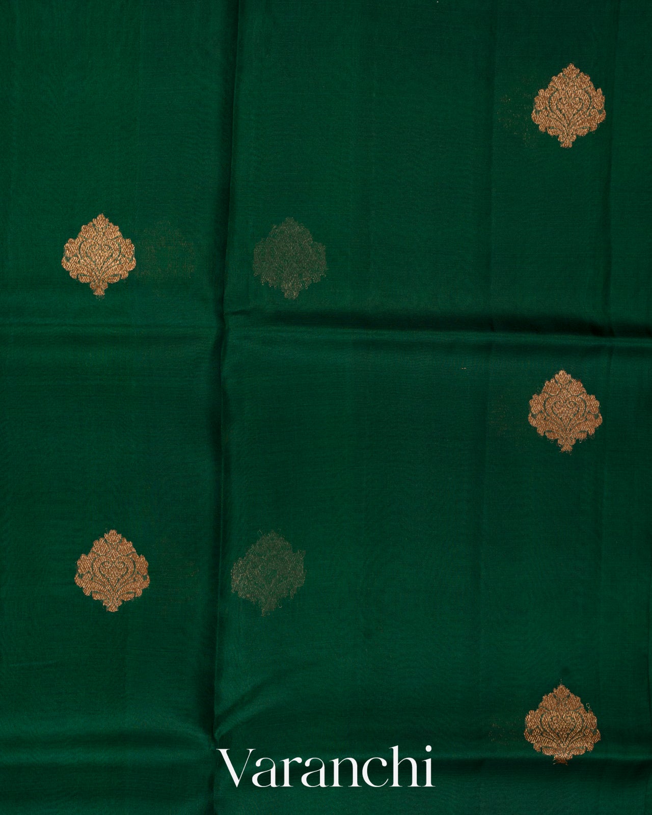 Dark Green Pure Kora Silk Handloom Saree