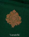 Dark Green Pure Kora Silk Handloom Saree