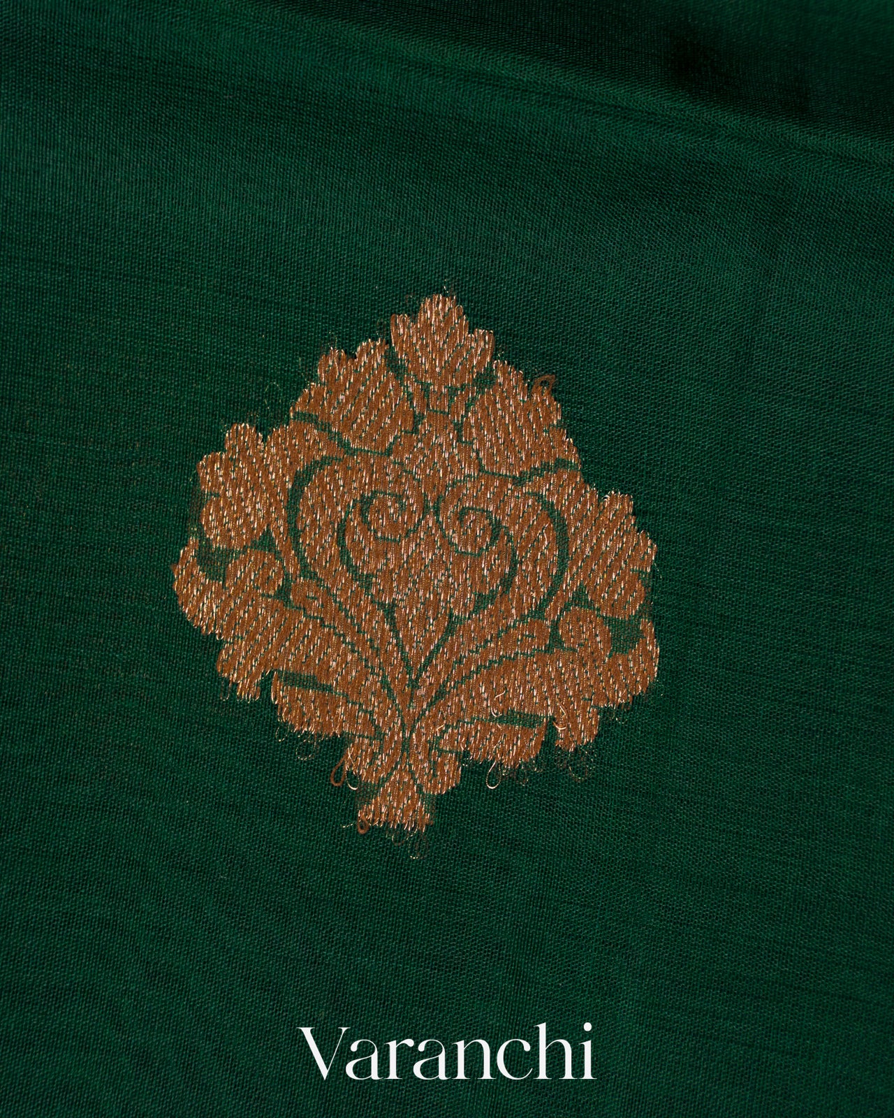 Dark Green Pure Kora Silk Handloom Saree