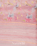 Baby Lilac Embroidered and Pure Tissue Kora Silk Saree