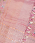 Baby Lilac Embroidered and Pure Tissue Kora Silk Saree