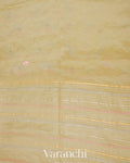 Light Mustard Embroidered and Pure Tissue Kora Silk Saree