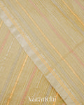 Light Mustard Embroidered and Pure Tissue Kora Silk Saree