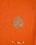 Bright Orange Pure Kora Silk Handloom Saree