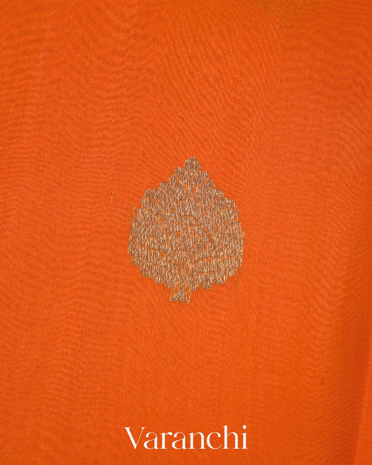 Bright Orange Pure Kora Silk Handloom Saree