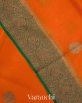 Bright Orange Pure Kora Silk Handloom Saree