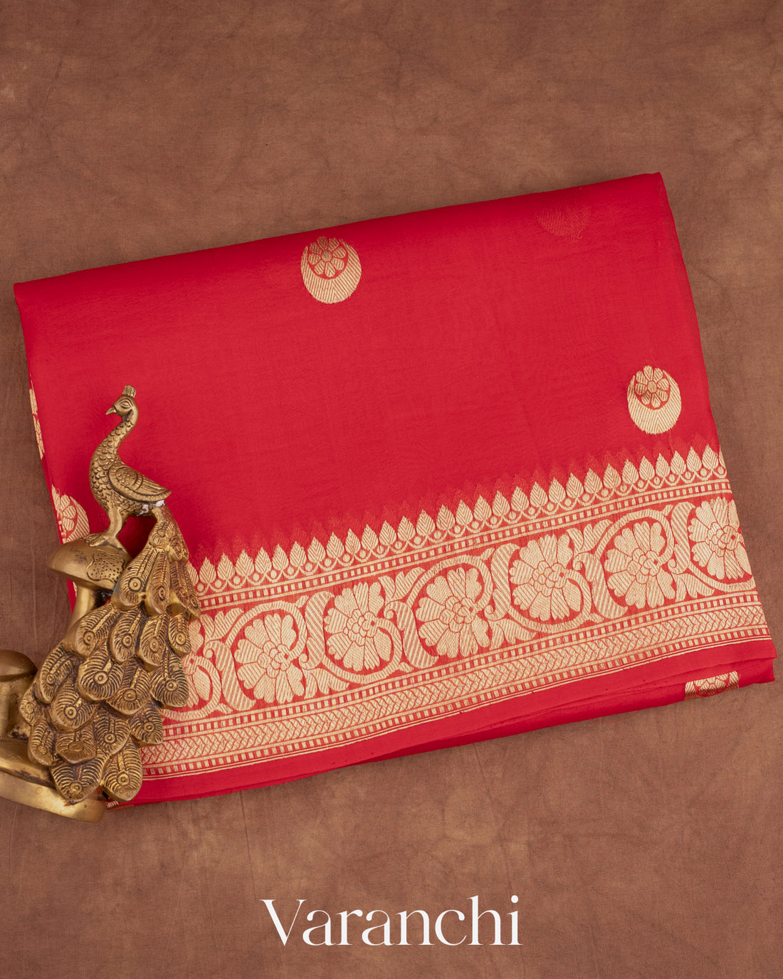 Crimson Red Pure Kora Silk Handloom Saree