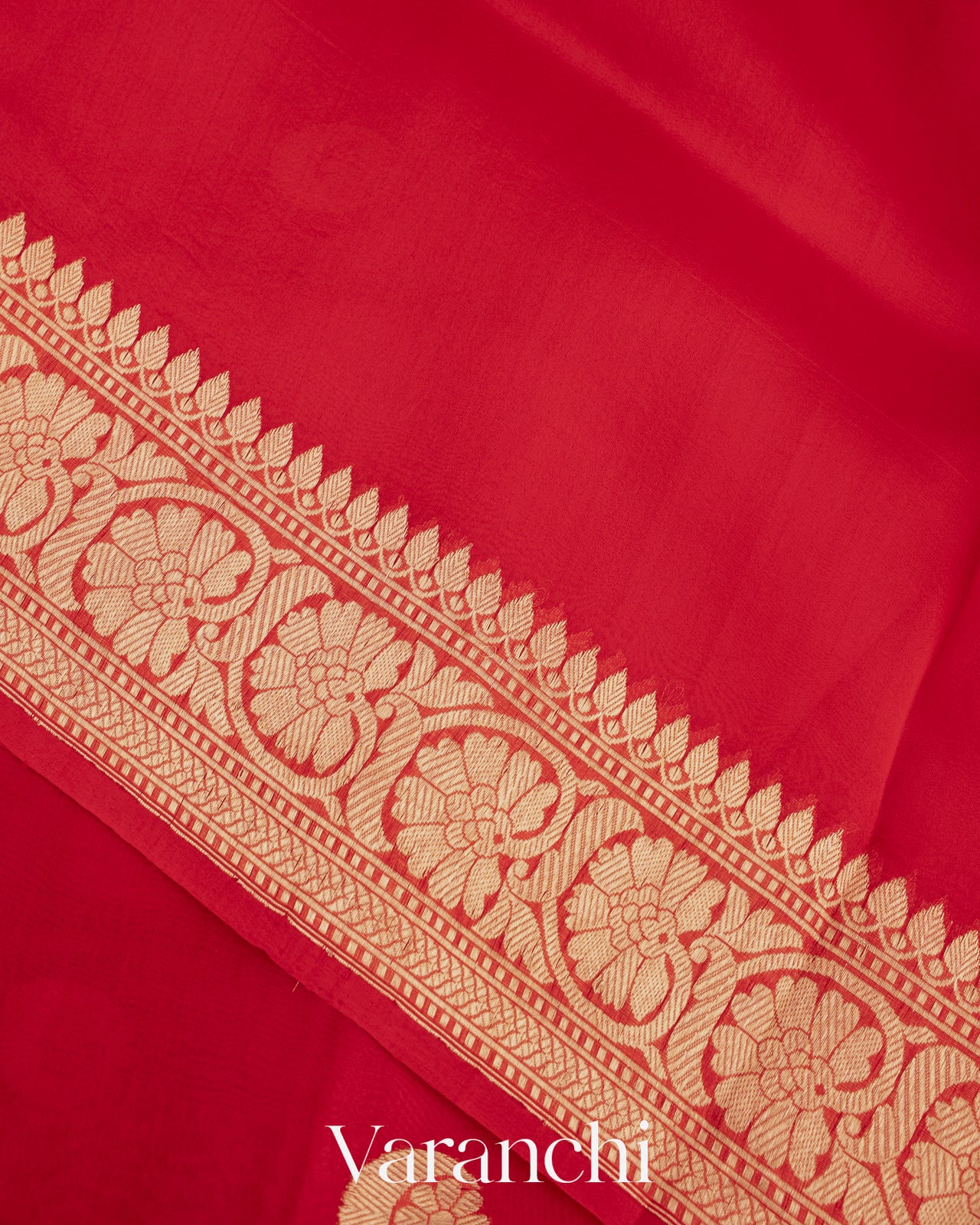 Crimson Red Pure Kora Silk Handloom Saree