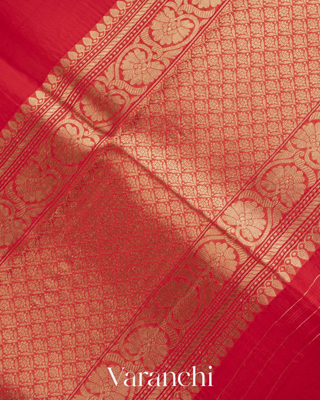 Crimson Red Pure Kora Silk Handloom Saree