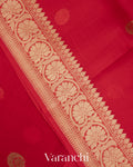 Crimson Red Pure Kora Silk Handloom Saree