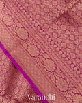 Magenta Purple Heavy Brocade Pure Kora Silk Handloom Saree
