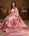 Pink Jacquard Pure Kora Tissue Silk Handloom Saree