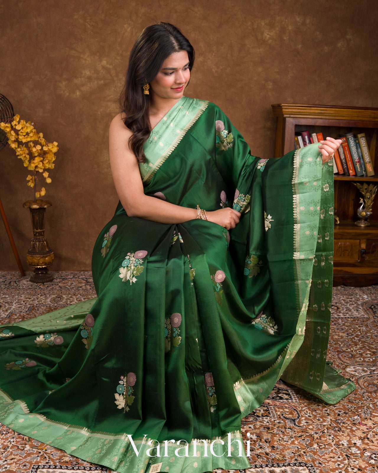 Bottle Green Pure Mango Silk Saree
