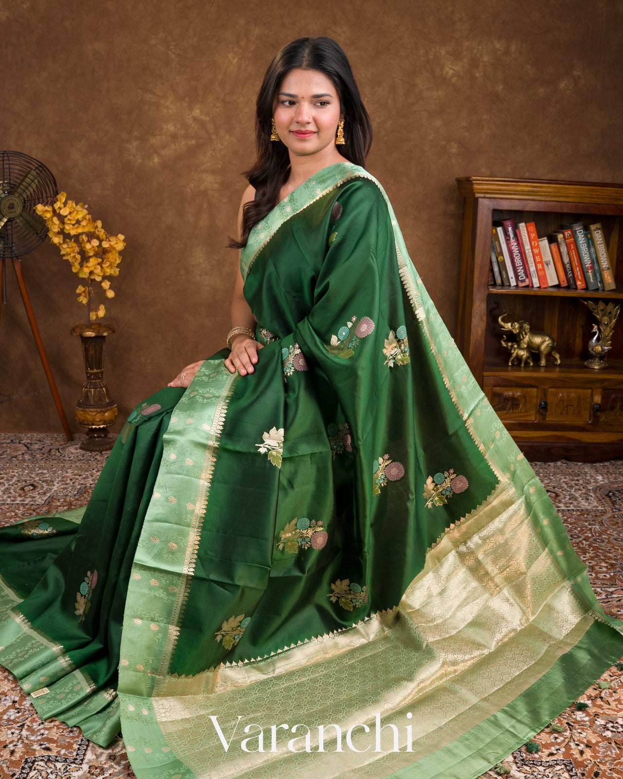 Bottle Green Pure Mango Silk Saree