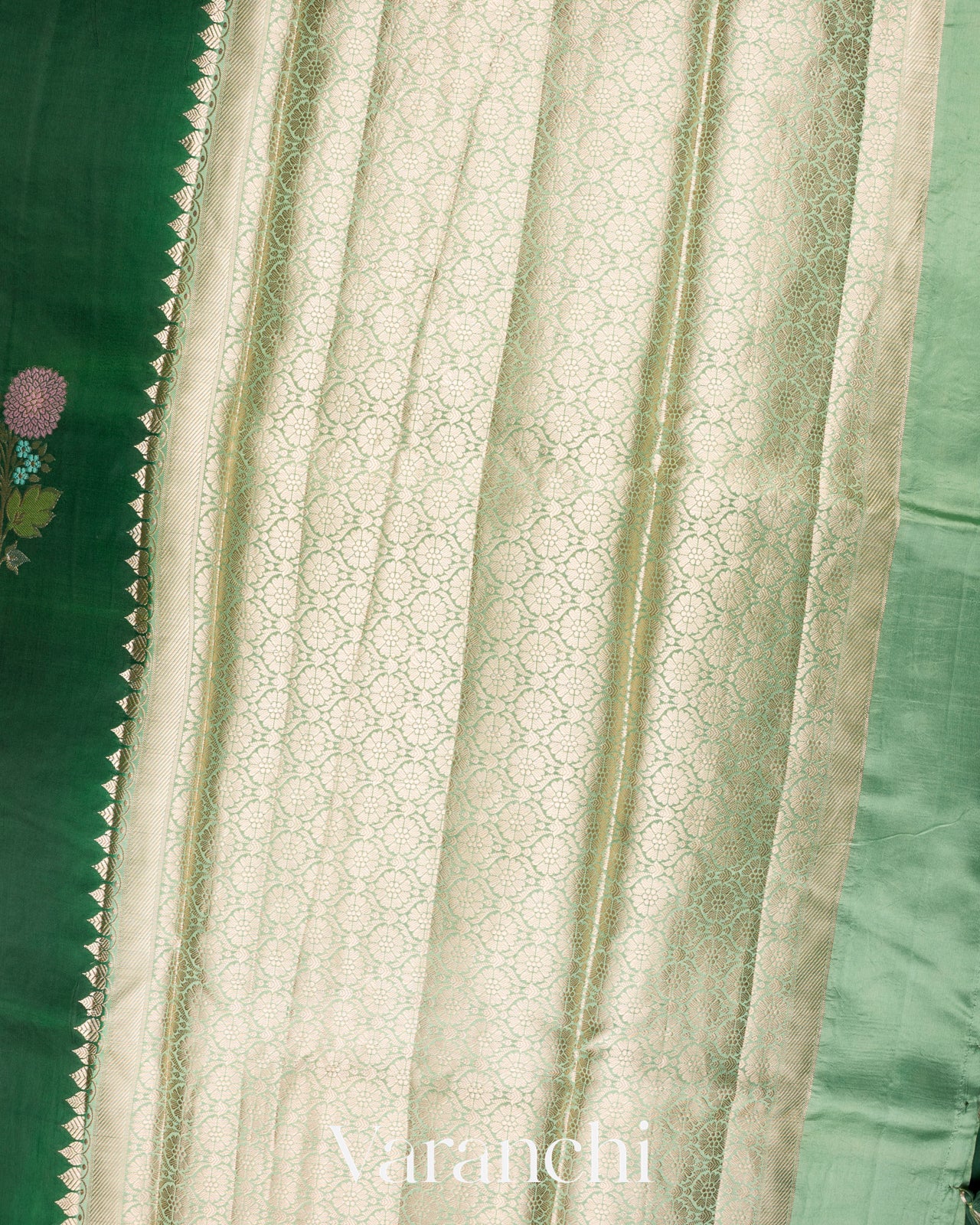 Bottle Green Pure Mango Silk Saree