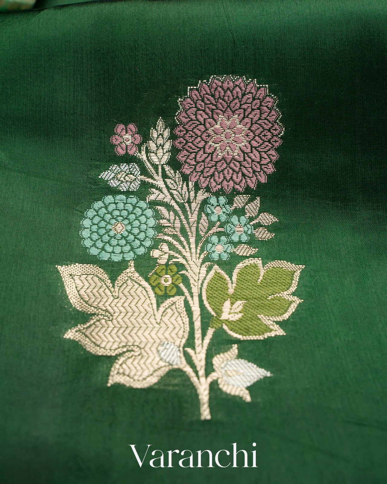 Bottle Green Pure Mango Silk Saree