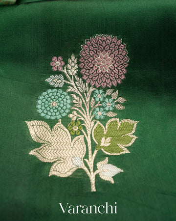 Bottle Green Pure Mango Silk Saree