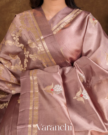Dusty Mauve Pure Mango Silk Handloom Saree