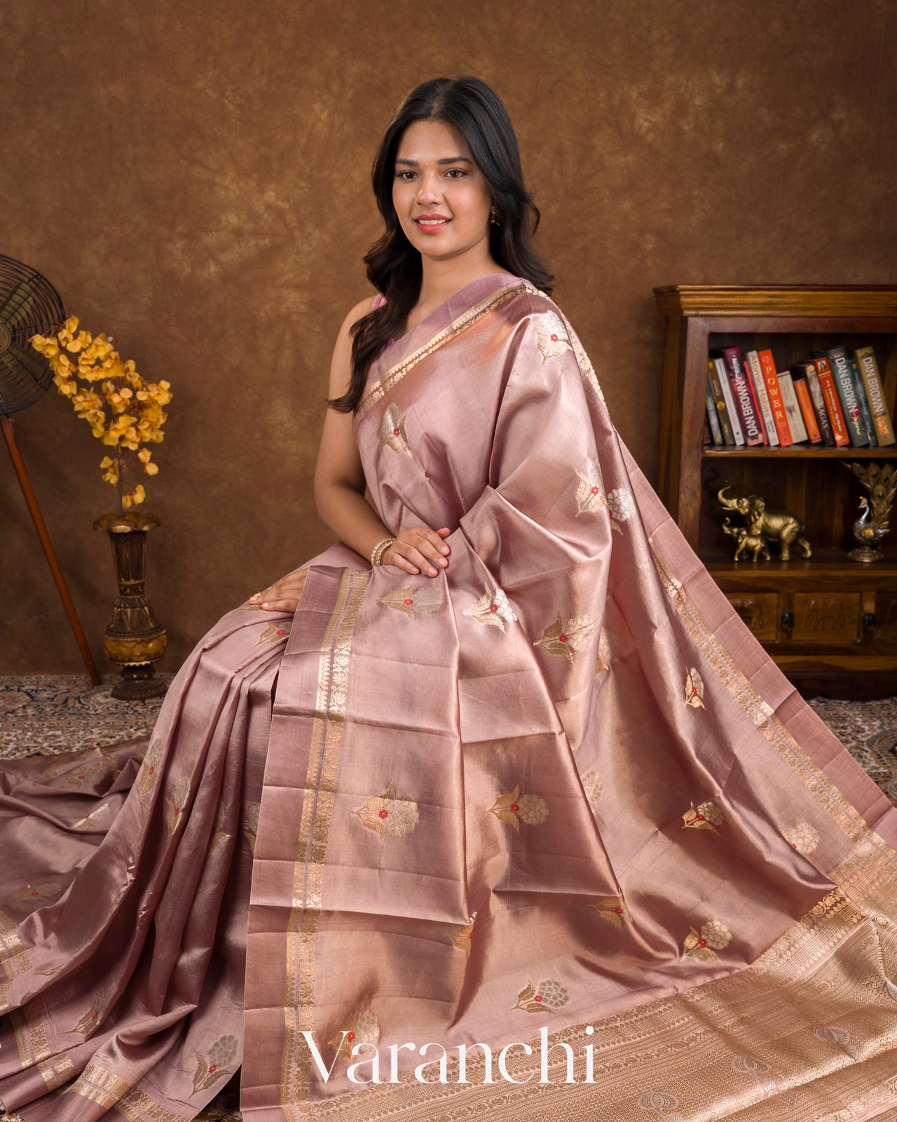 Dusty Mauve Pure Mango Silk Handloom Saree