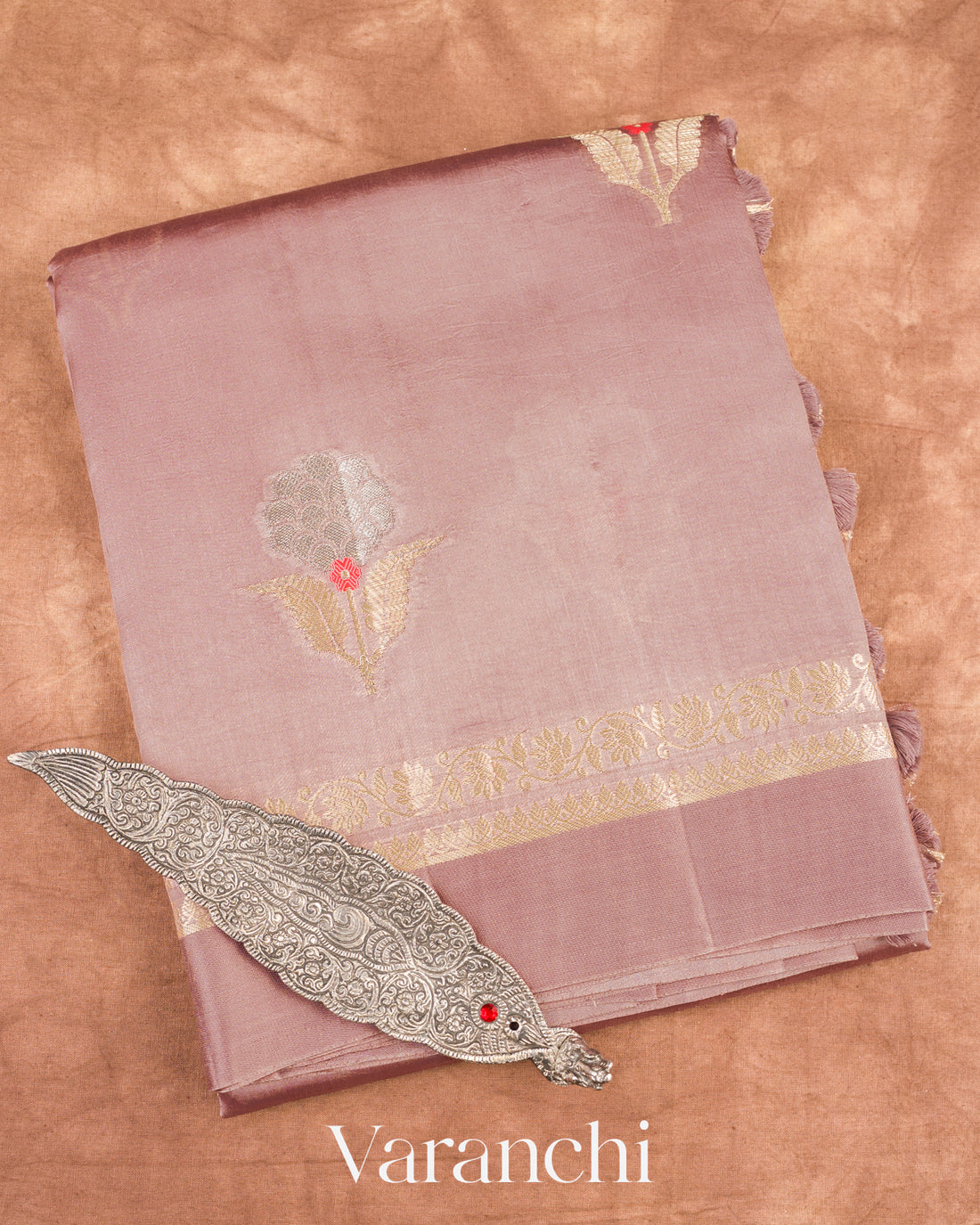 Dusty Mauve Pure Mango Silk Handloom Saree