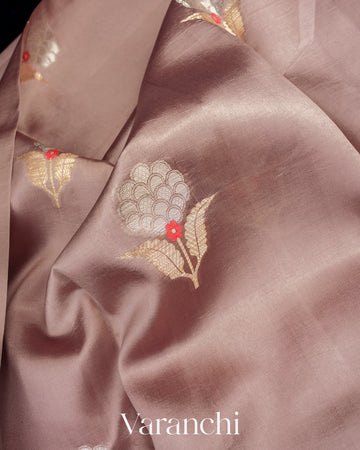 Dusty Mauve Pure Mango Silk Handloom Saree