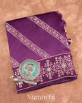 Purple Lehariya Pure-Mango Silk Handloom Saree