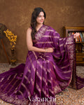 Purple Lehariya Pure-Mango Silk Handloom Saree