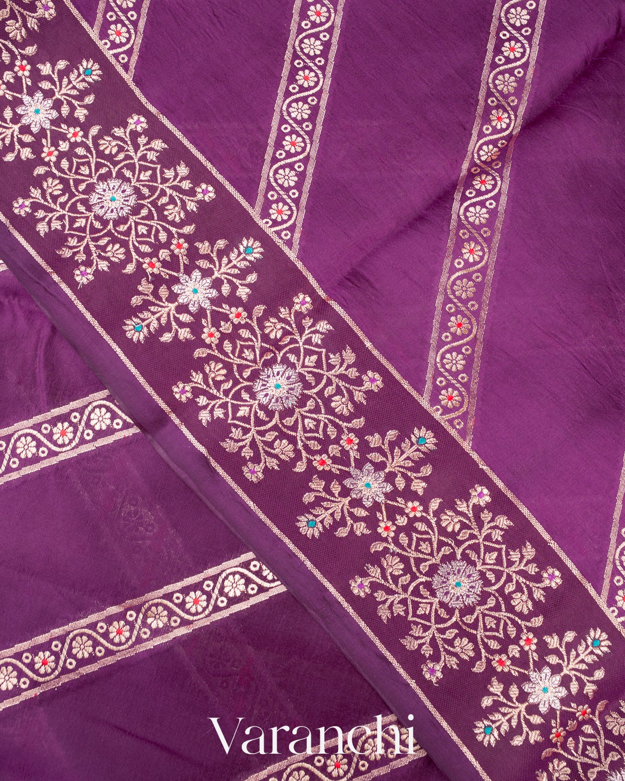 Purple Lehariya Pure-Mango Silk Handloom Saree