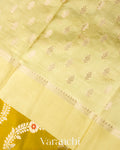 Mustard Yellow Lehariya Pure Mango Silk Handloom Saree