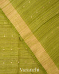 Mehendi Green Jamdani Pure Matka Silk Handloom Saree