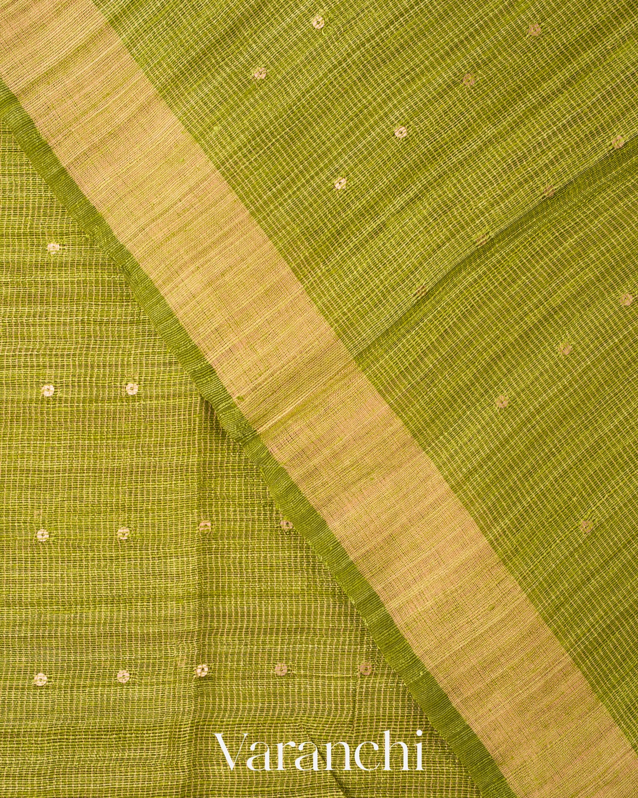Mehendi Green Jamdani Pure Matka Silk Handloom Saree