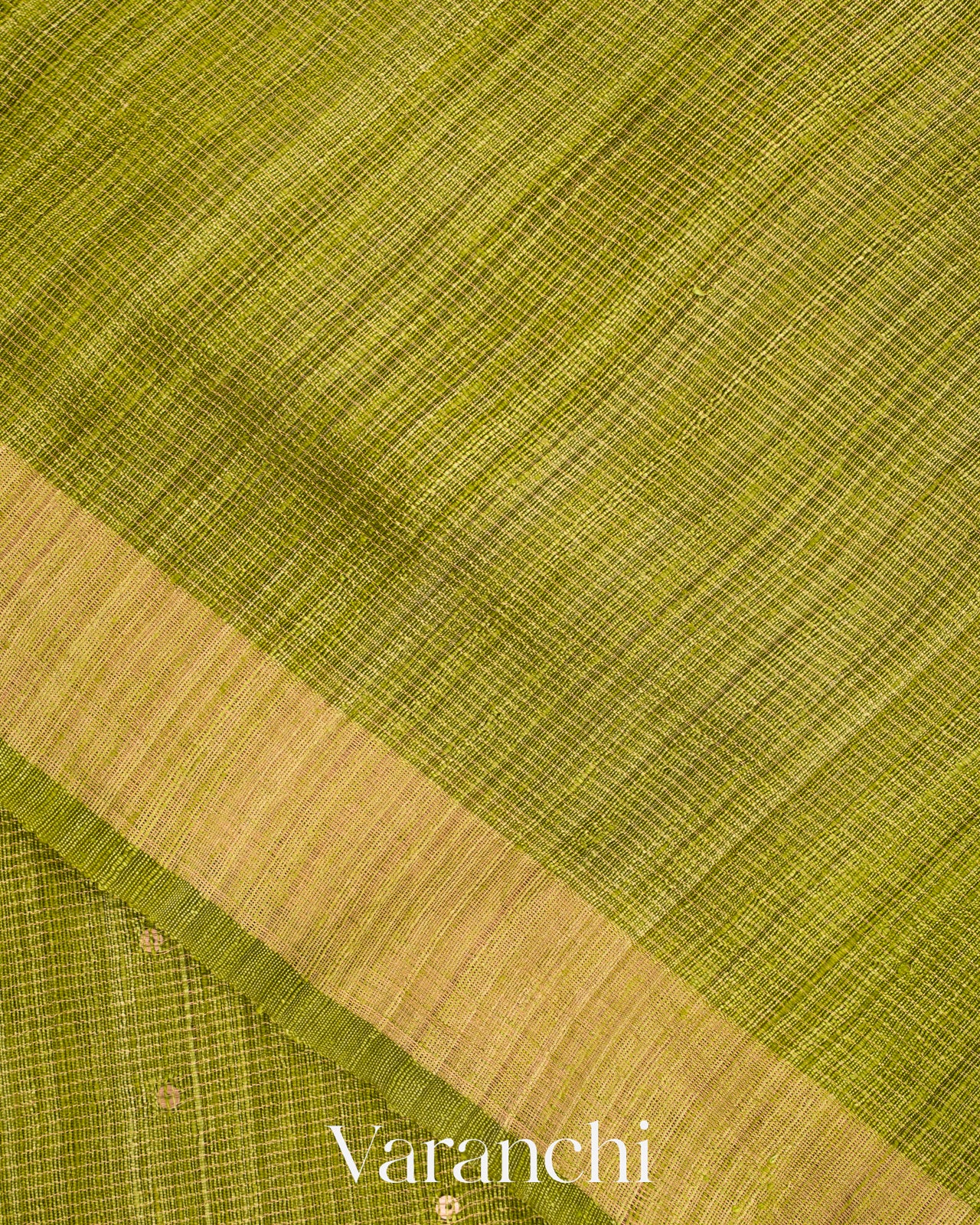 Mehendi Green Jamdani Pure Matka Silk Handloom Saree