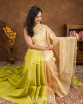 Lemon Green Jamdani Pure Matka Muslin Tissue Silk Handloom Saree