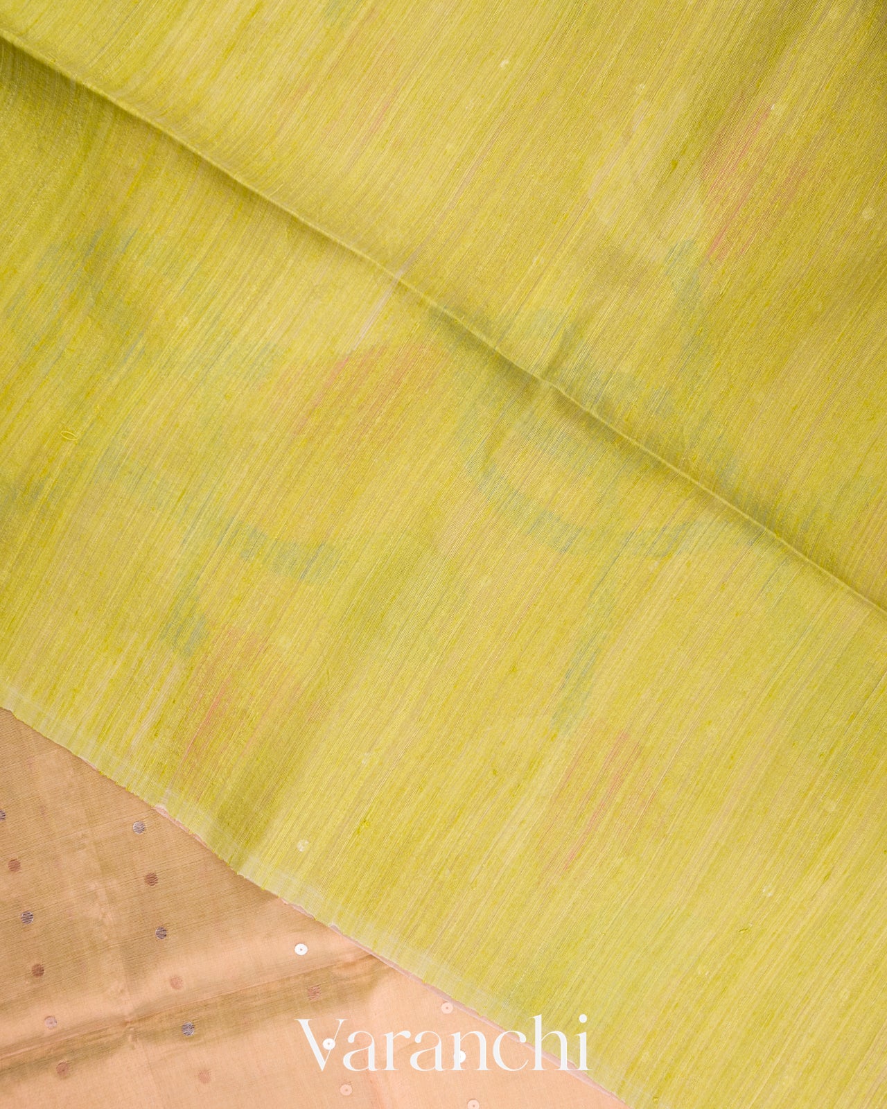Lemon Green Jamdani Pure Matka Muslin Tissue Silk Handloom Saree