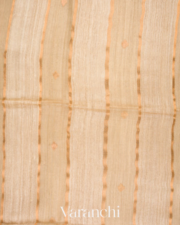 Beige with Muslin Stripes With Pure Matka Silk Handloom Saree