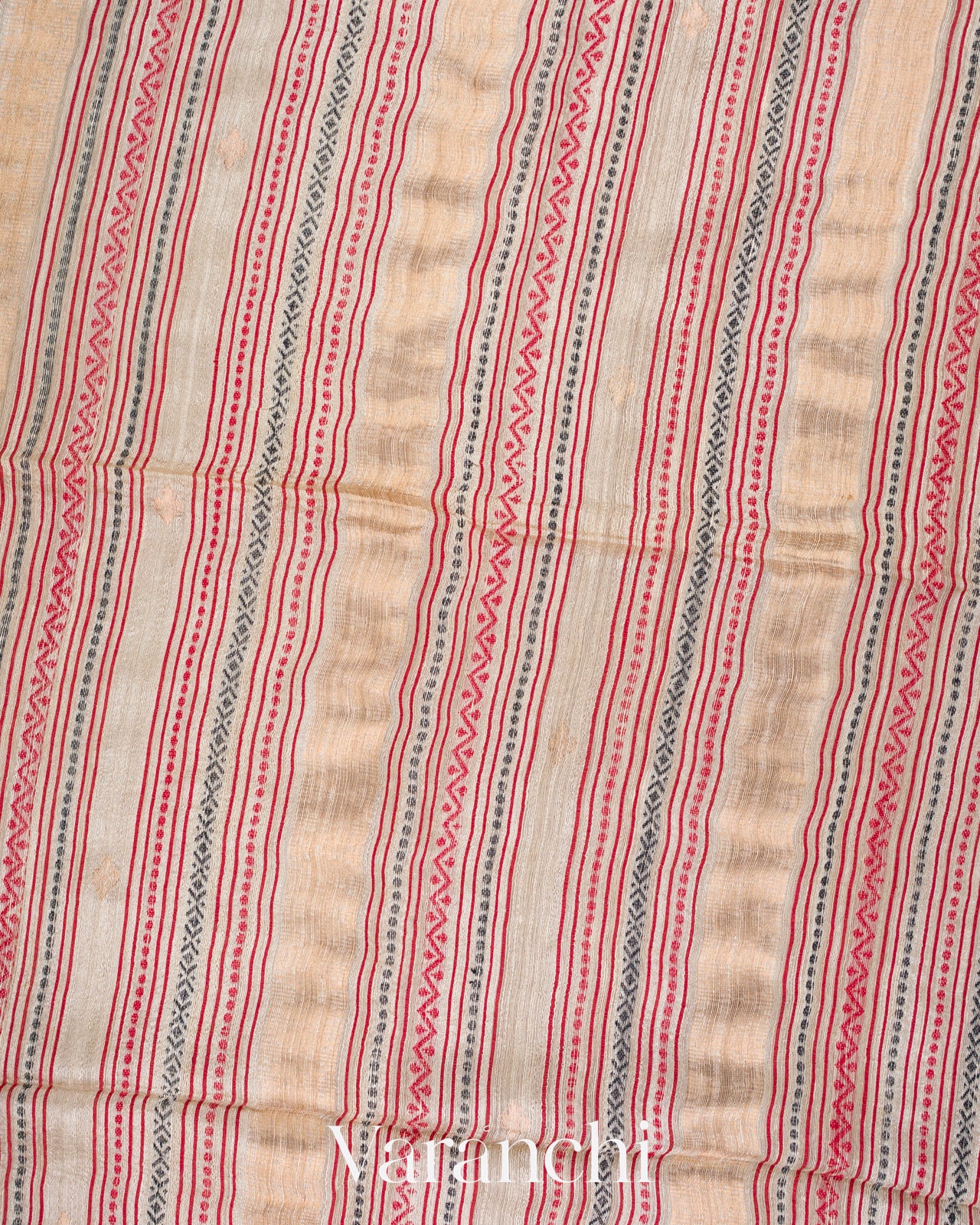 Beige with Muslin Stripes With Pure Matka Silk Handloom Saree