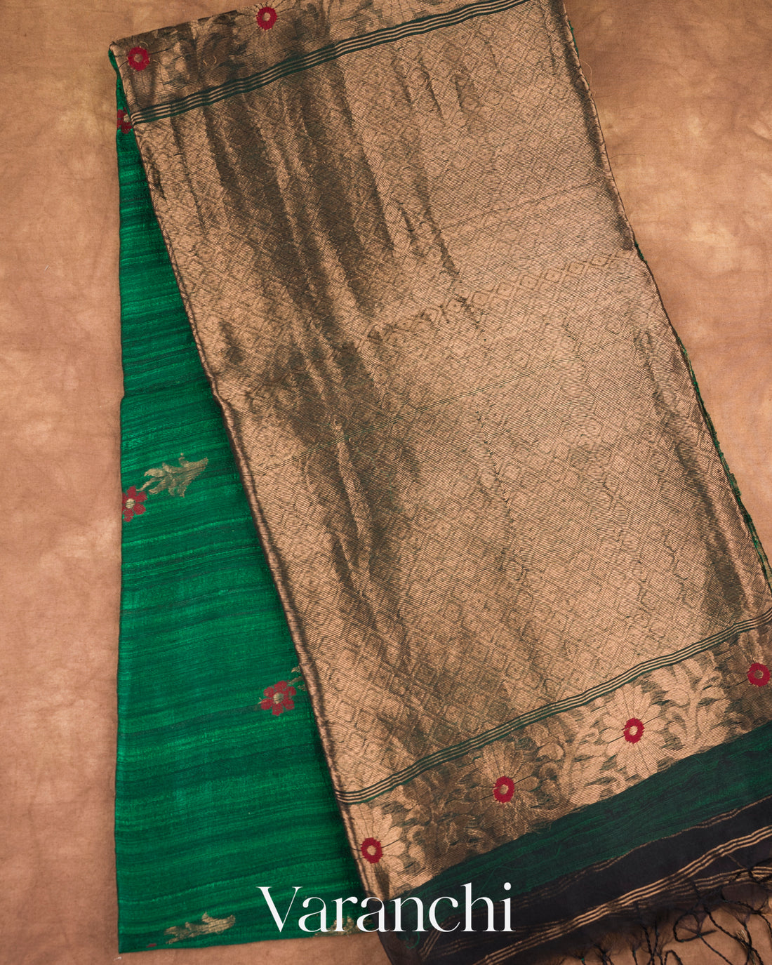 Dark Green Pure Matka Silk Handloom Saree