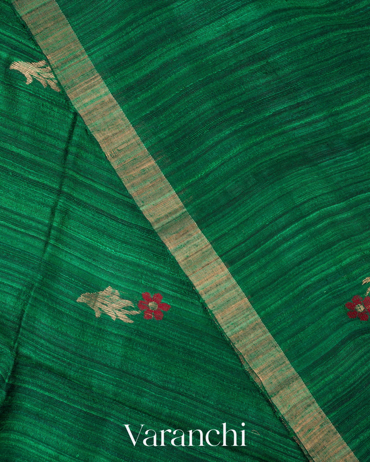 Dark Green Pure Matka Silk Handloom Saree