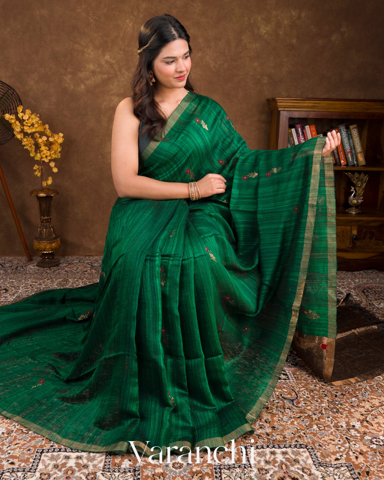 Dark Green Pure Matka Silk Handloom Saree