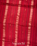 Maroon-Red with Muslin Stripes With Pure Matka Silk Handloom Saree