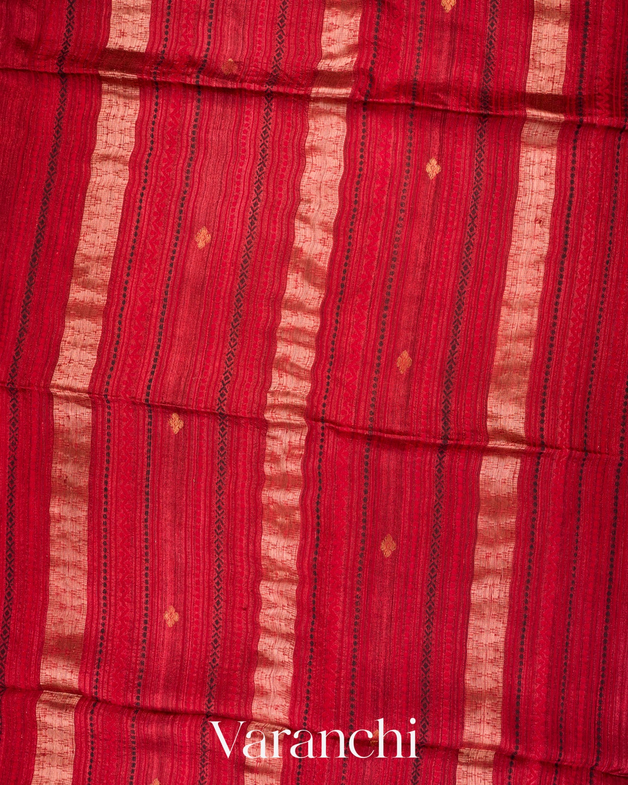 Maroon-Red with Muslin Stripes With Pure Matka Silk Handloom Saree