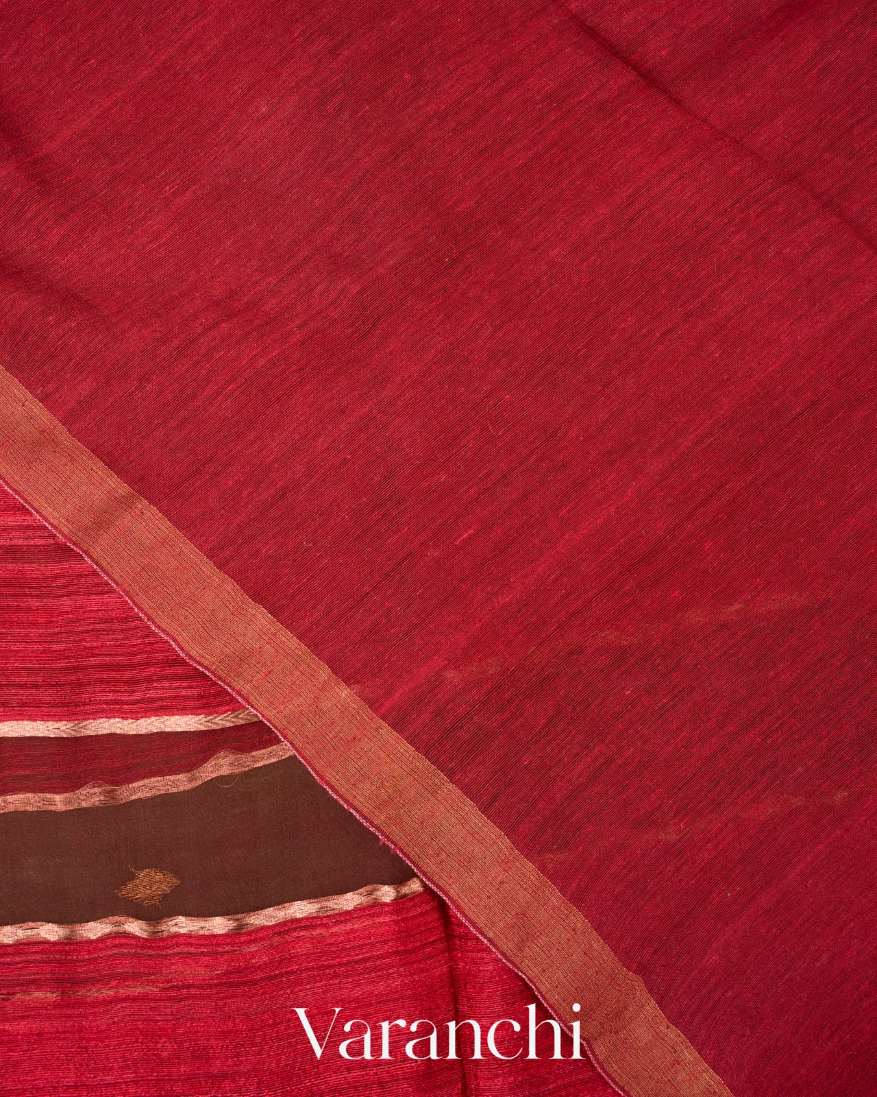Maroon-Red with Muslin Stripes With Pure Matka Silk Handloom Saree
